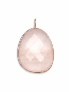 Rose Quartz Freeform Shape Rose Gold-plated Sterling Silver, Pendant Only Unique Feature