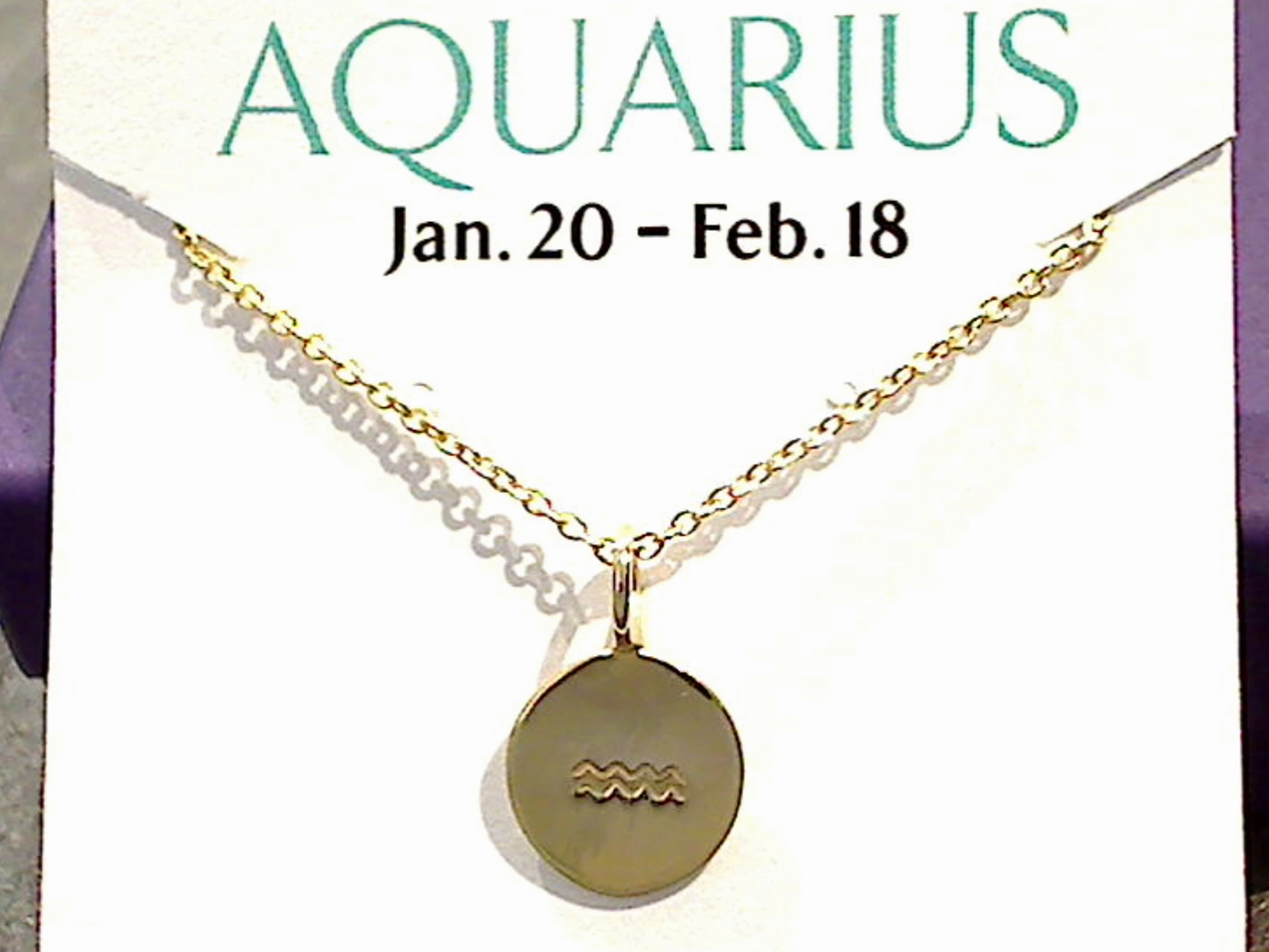 16" - 18" Gold Plated Sterling Aquarius Zodiac Necklace Distinctive Piece Luxury Jewelry