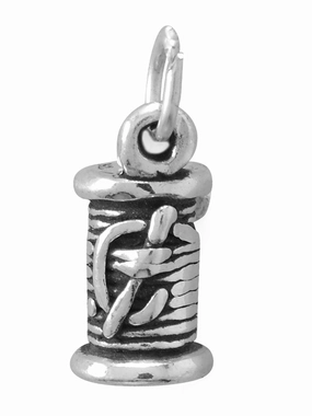 Needle and Thread Charm 3-D Sterling Silver Fashionable Craft Fashion Spark