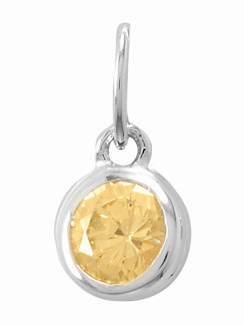 Glamorous Sparkle Autumn Style November Birthday Charm Yellow Cubic Zirconia Nontarnish Sterling Silver