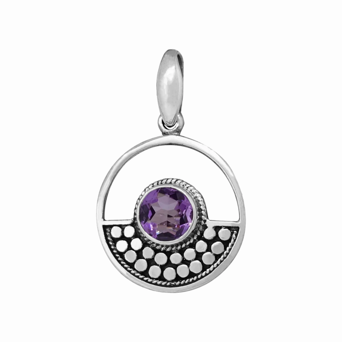 Sterling Silver & Gemstone Circle Pendant Romantic Vibe Lustrous Sparkle