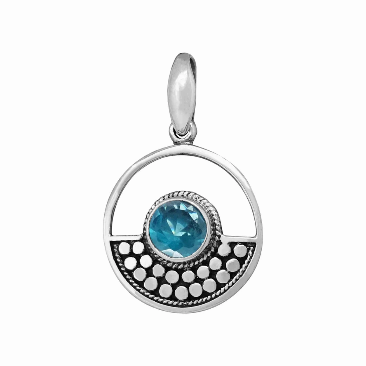 Formal Style Sterling Silver & Gemstone Circle Pendant