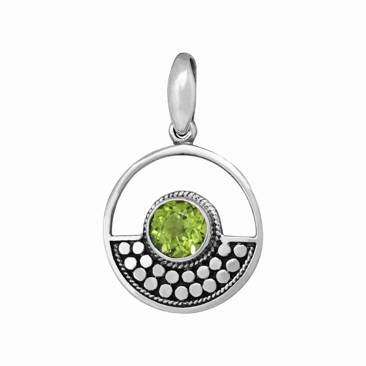 Layered Accent Warm Accent Sterling Silver & Gemstone Circle Pendant