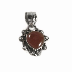 Carnelian Sterling Silver Tear Shape Pendant Artisan Made Fair Trade Custom Styling Timeless Touch