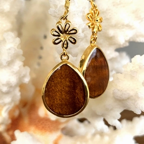Formal Embellishment Pineapple Koa Teardrop Earrings