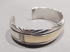 Herbert Begaye 14kt Gold & Sterling Silver Bracelet - Handmade Native American Style Essential