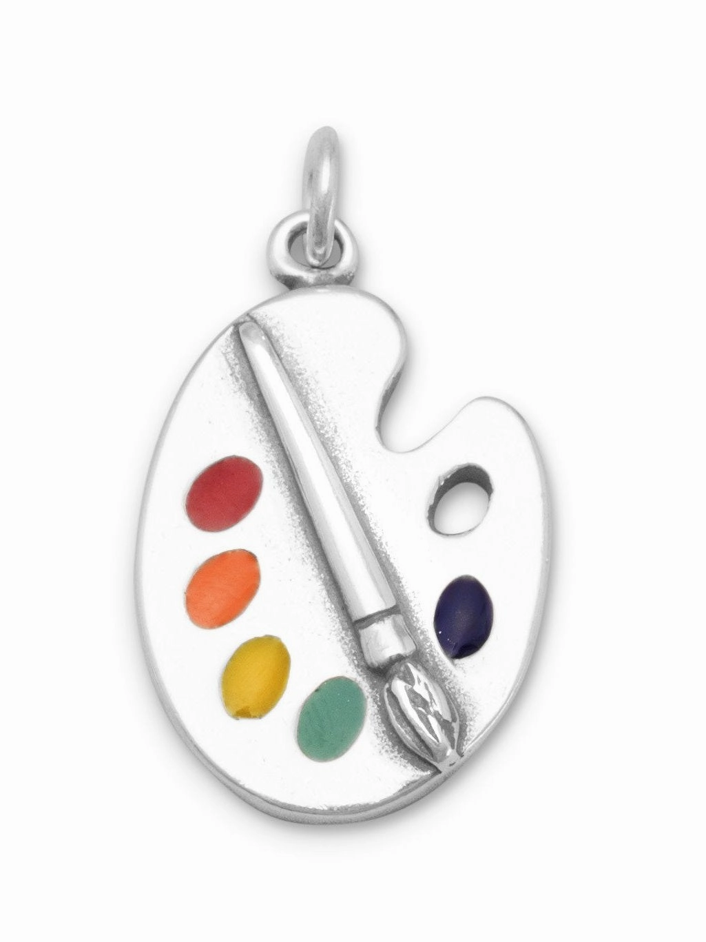 Everyday Essential Artists Palette with Enamel Colors Charm 3-D Sterling Silver