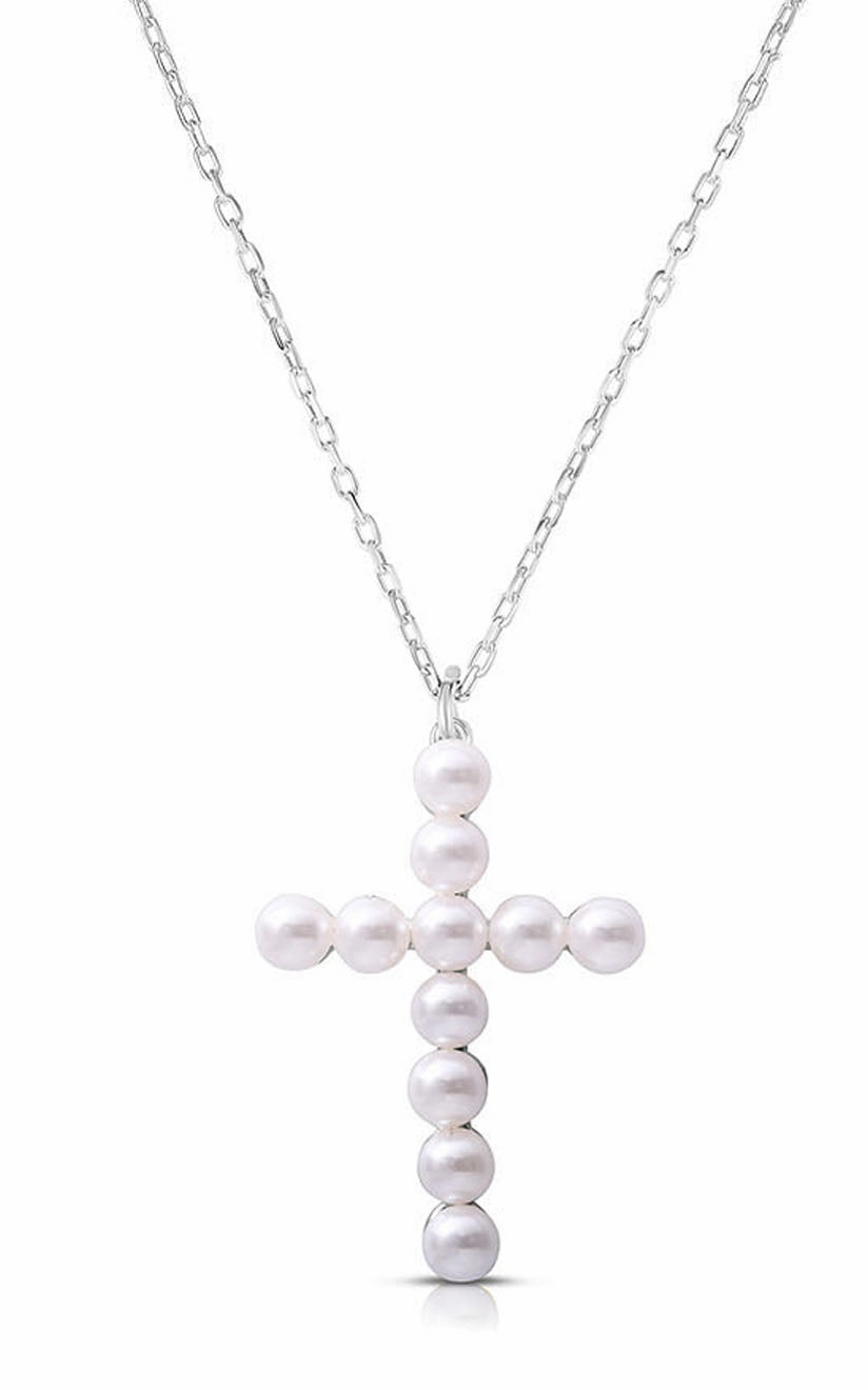 Effortless Elegance Cross Pearl Pendant Necklace