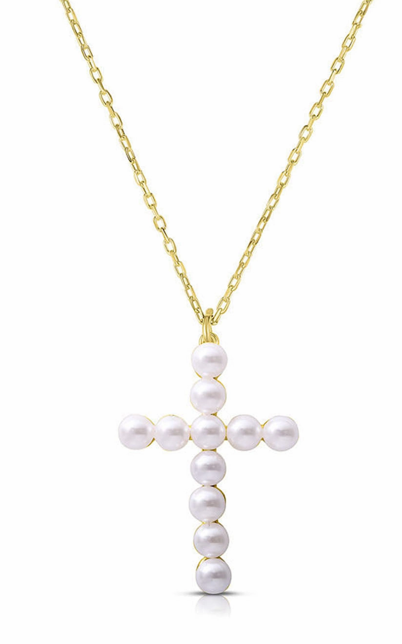 Cross Pearl Pendant Necklace Custom Jewelry Winter Look