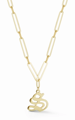 Old English Initial Link Necklace Cultural Style