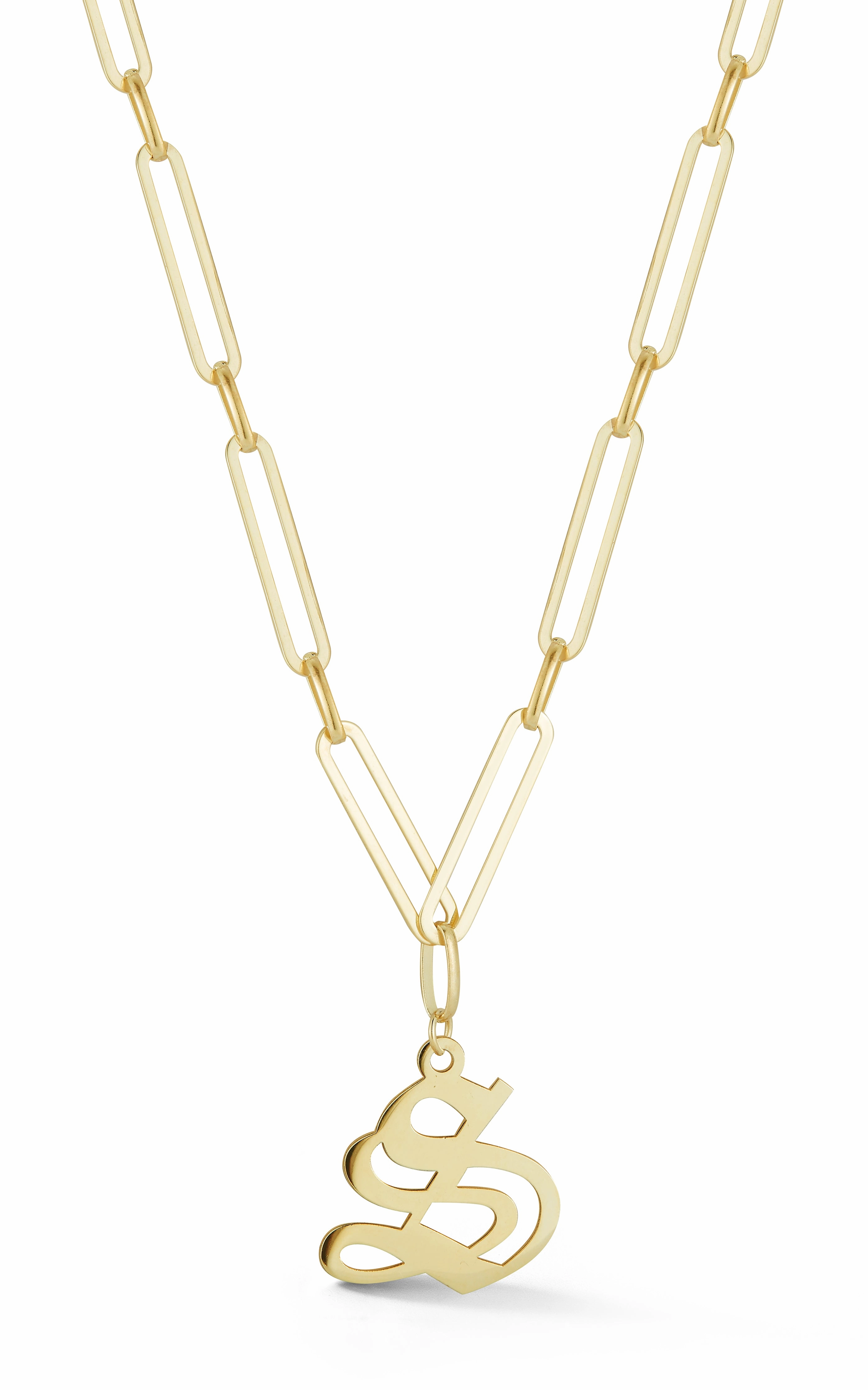 Old English Initial Link Necklace Cultural Style