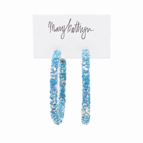 Petite Ornament Avant-Garde Jewelry Pacific Blue Glitter Hoops