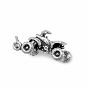 ATV Four Wheeler 4-Wheeler Quad Sterling Silver Charm, Made in the USA Glossy Accent
