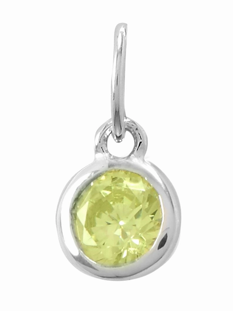 Party essential Handcrafted Form August Birthday Charm Fern Green Cubic Zirconia Sterling Silver