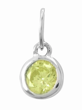 Party essential Handcrafted Form August Birthday Charm Fern Green Cubic Zirconia Sterling Silver