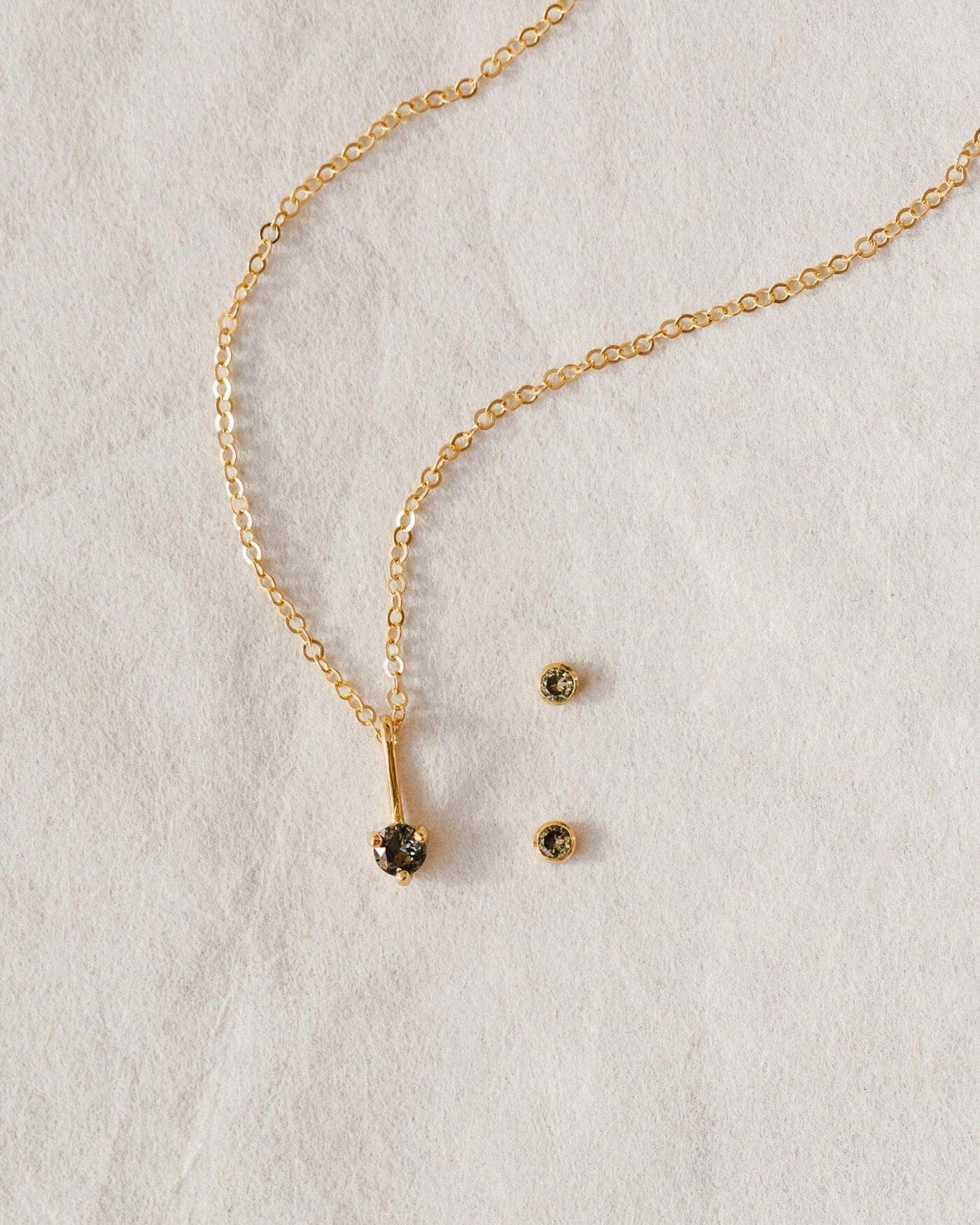 Minimal Detail Aura Birthstone Necklace & Studs Set
