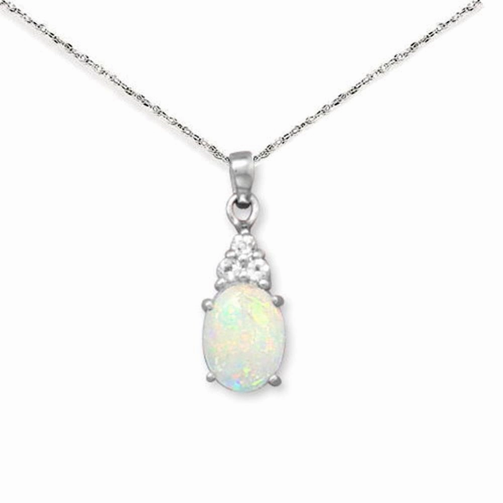 Effortless Elegance Shiny Gifts Australian Opal and White Topaz Necklace with Rope Chain Sterling Silver