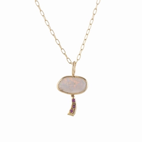 Mother??s Gift Excellent Present Australian Opal Mushroom Necklace - 18k Gold