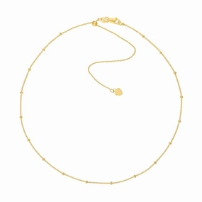 AzureBella Jewelry 14k Gold Satellite Saturn Bead Chain Choker Necklace Adjustable Length Flirty Look Winter Vibes