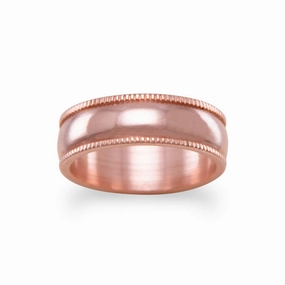 AzureBella Jewelry Copper Band Ring with Milgrain Design 6mm Made in the USA Solid Construction Inspiring Jewelry