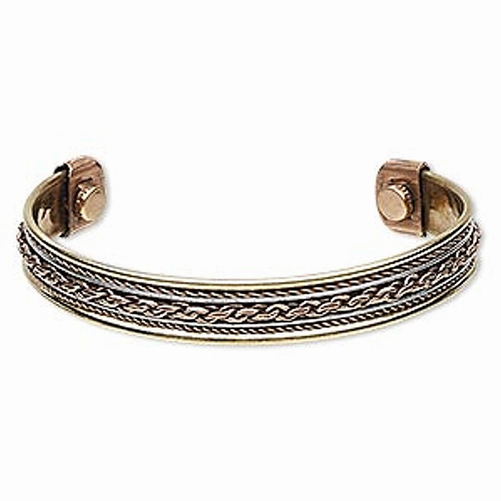 Everyday Chic Gleaming Highlight AzureBella Jewelry Magnetic Copper Cuff Bracelet Rope and Chain Design 12mm
