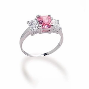 AzureBella Jewelry Pink and Clear Cubic Zirconia Ring Delicate Work