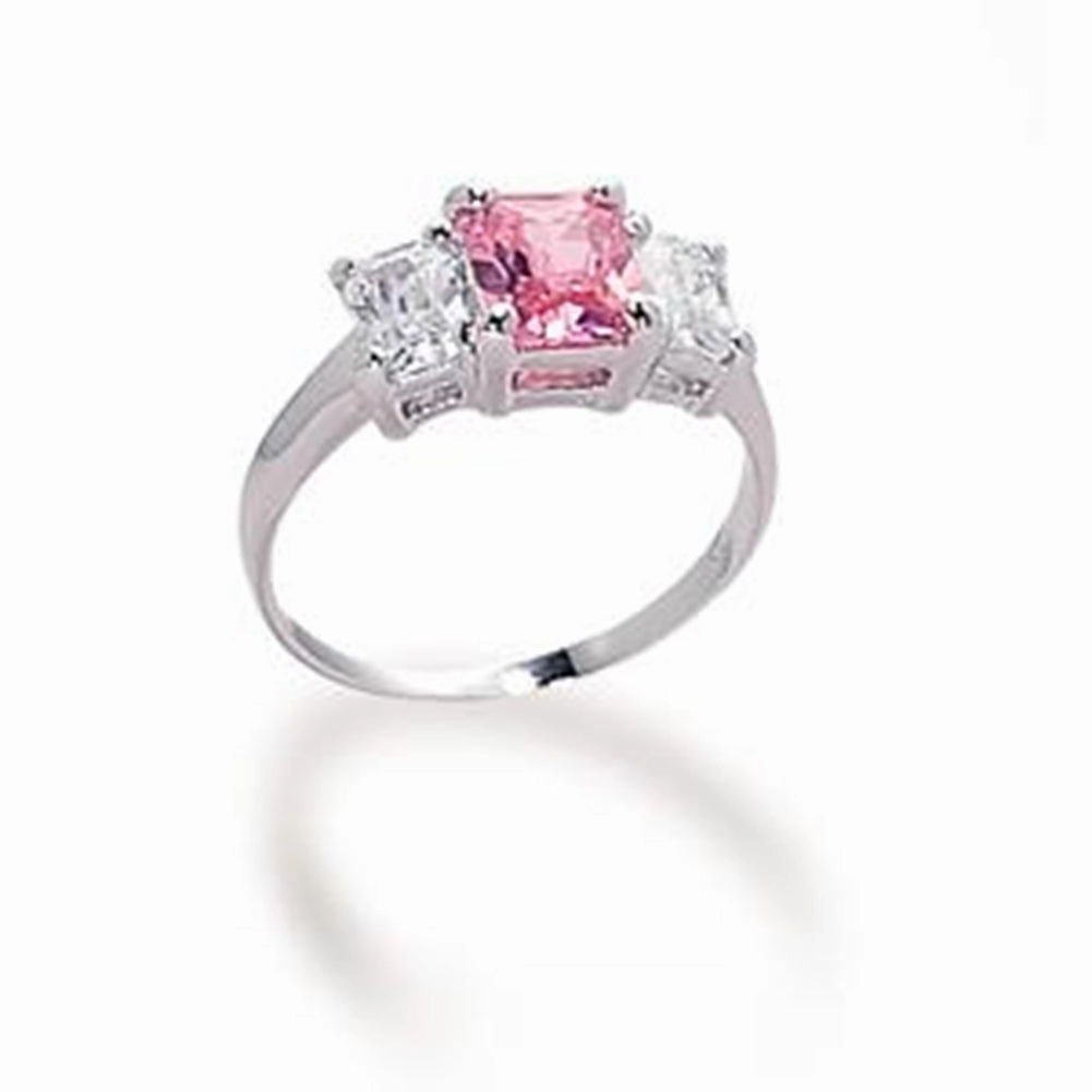 AzureBella Jewelry Pink and Clear Cubic Zirconia Ring Delicate Work