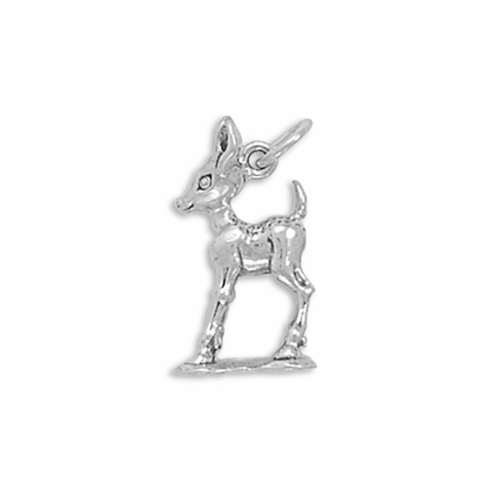 Effortless Style Baby Deer Fawn Charm Sterling Silver - Made in the USA