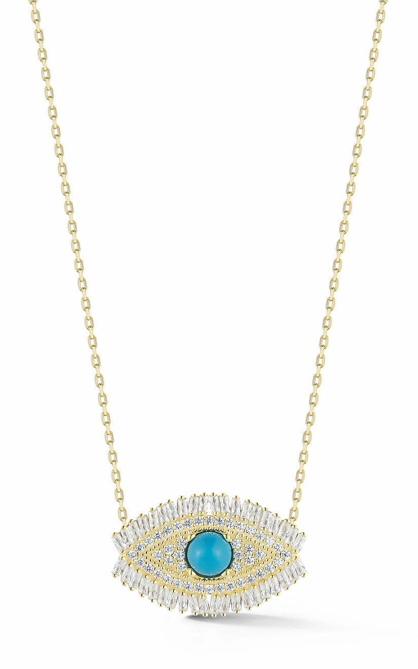 Group Piece Baguette Evil Eye Necklace