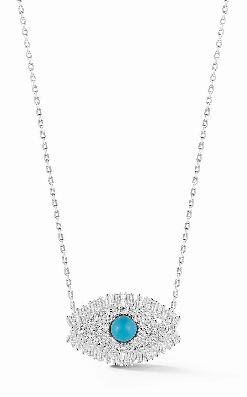 Baguette Evil Eye Necklace All Ages Adornment Statement Piece