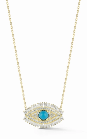 Group Piece Baguette Evil Eye Necklace