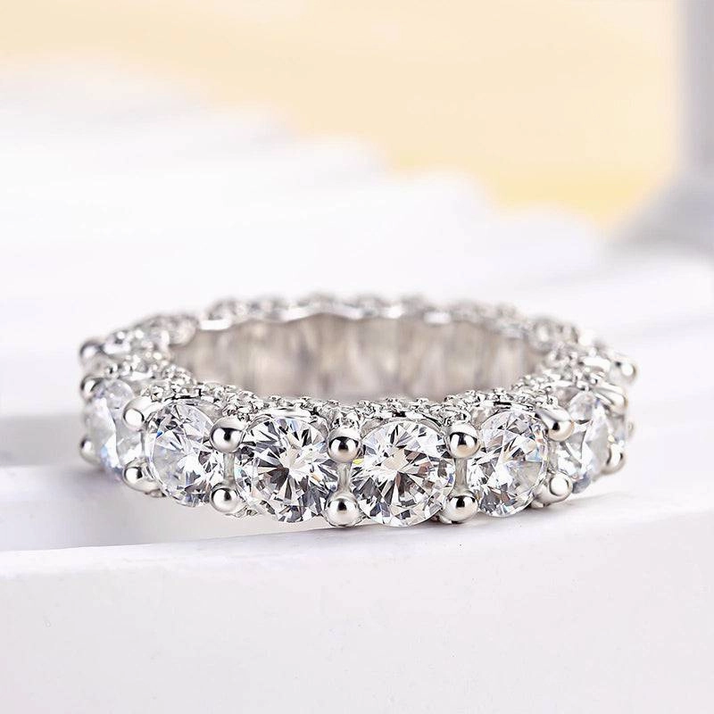 Night Style Louily Luxury Eternity Round Cut Wedding Band In Sterling Silver