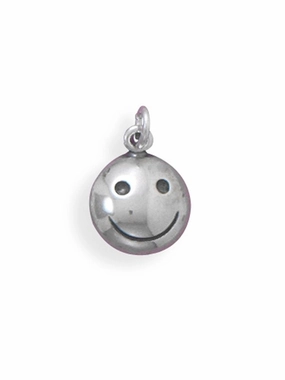 Delicate Edge Sophisticated Vibe Smiley Face Charm Antiqued Sterling Silver