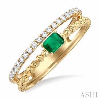 Bead East-West Gemstone & Diamond Ring Modern Trinket Rectangular Adornment