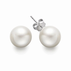 Bremer Jewelry 8.5-9.0mm Akoya Cultured Pearl Stud Earrings in 14K White Gold Chic Trinket Beautiful Accent