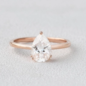 Pear Shaped Moissanite Classic Solitaire Ring Chic Accessory Statement Accessory