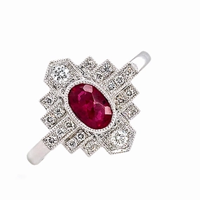 Ruby Art Deco Ring Stylish Item Sturdy Element