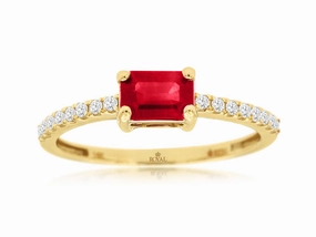 Emerald-Cut Ruby Ring Simple Look Premium Finish