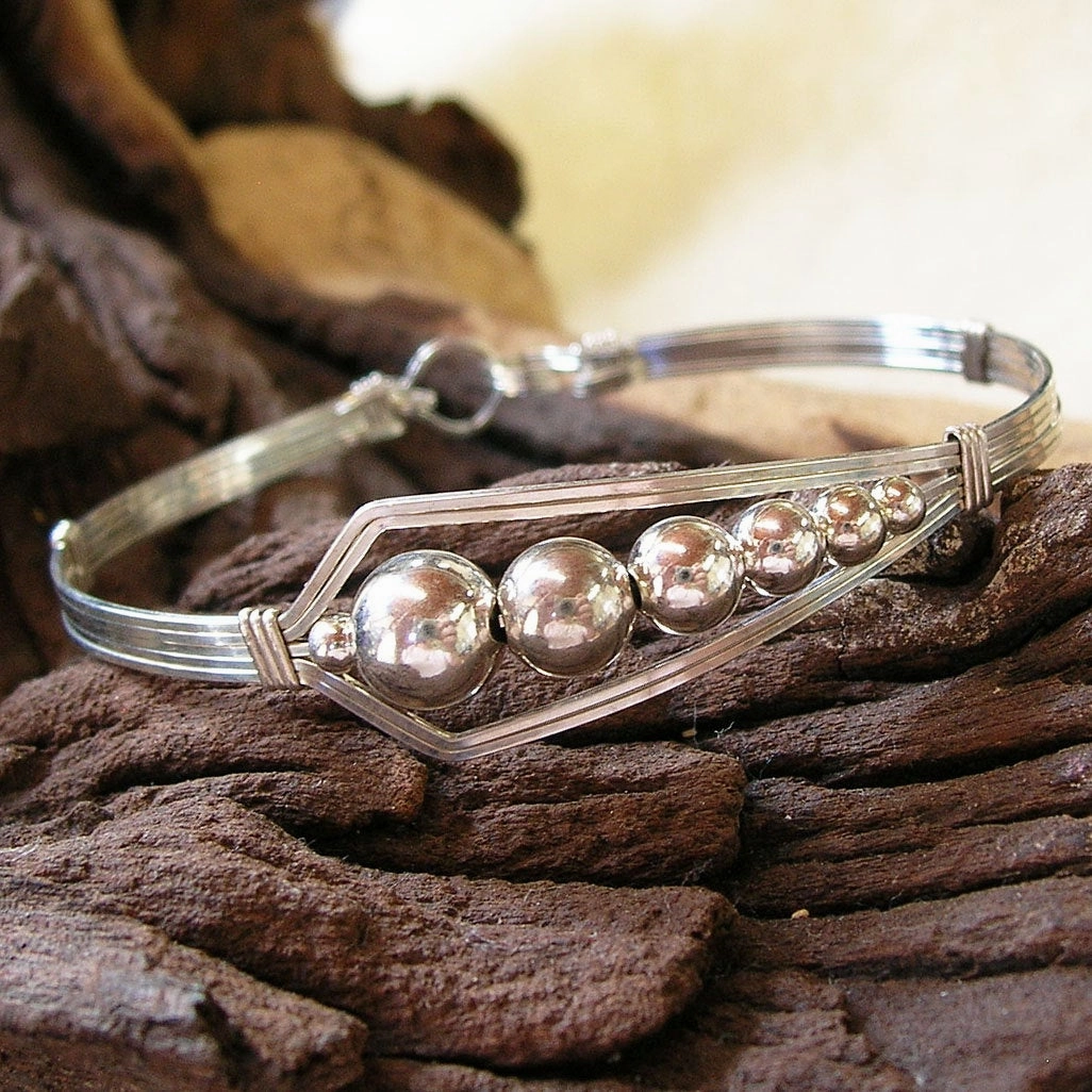 Deep Amalgamation Sterling Silver or 14kt GF Beads Offset Wire Wrapped Bracelet