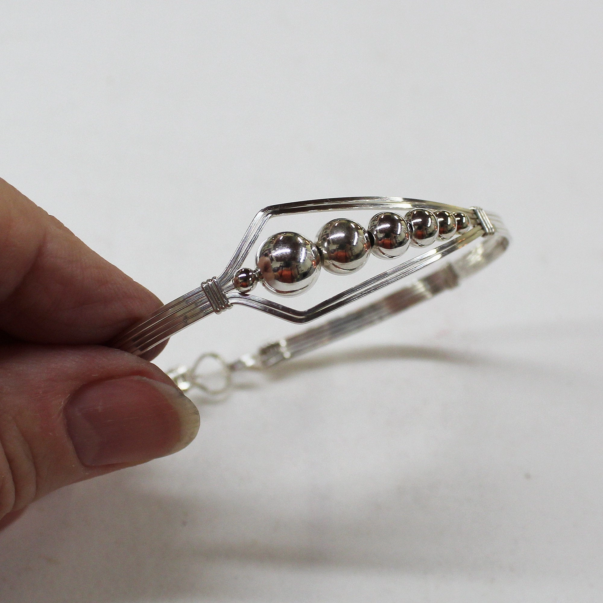 Sterling Silver or 14kt GF Beads Offset Wire Wrapped Bracelet Concept Origin Lightweight Feel