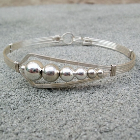 Sterling Silver or 14kt GF Beads Offset Wire Wrapped Bracelet Statement Makers