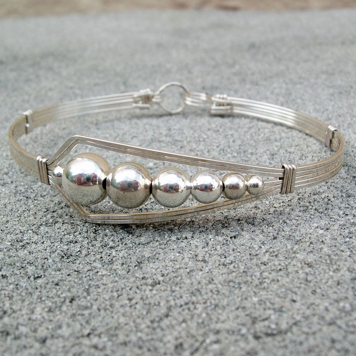 Sterling Silver or 14kt GF Beads Offset Wire Wrapped Bracelet Statement Makers