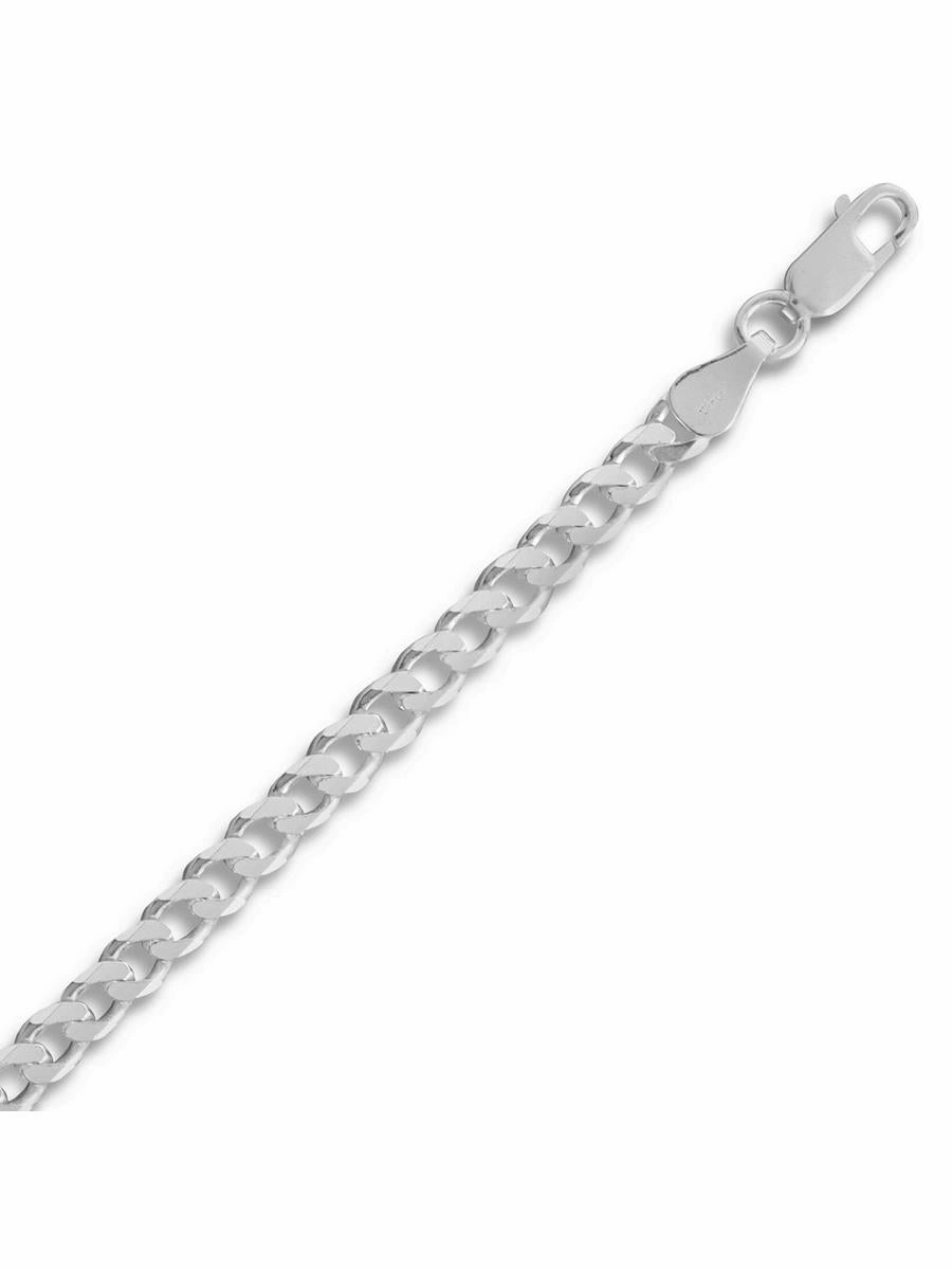 Beveled Curb Chain Bracelet 4.4mm Sterling Silver Party essential
