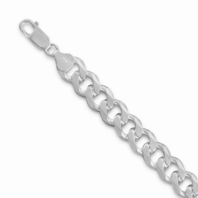 Beveled Curb Chain Necklace 8mm Wide Sterling Silver Timeless Charm Allure Finish
