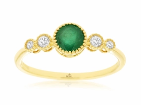 Modern Piece Bezel-Set Emerald Stackable Ring