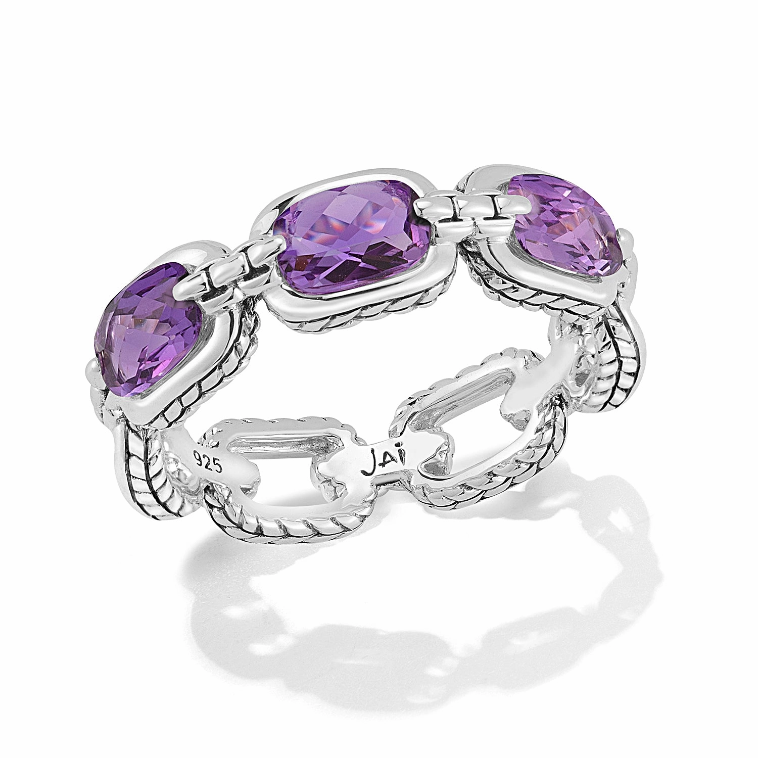 JAI Statement Link Ring in Amethyst, Size 7 Matte Accessory Embellished Accent