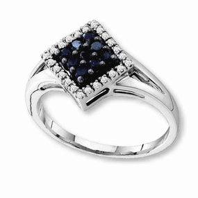 Black and White Diamond Ring 10k White Gold with Split Band Balanced Geometry