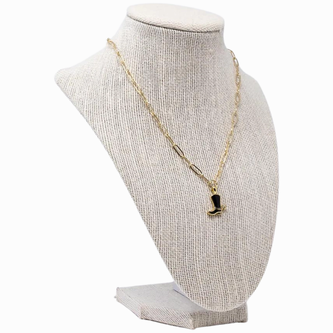 Black Cowboy Boot Necklace Classic Boy Fashionable Gift