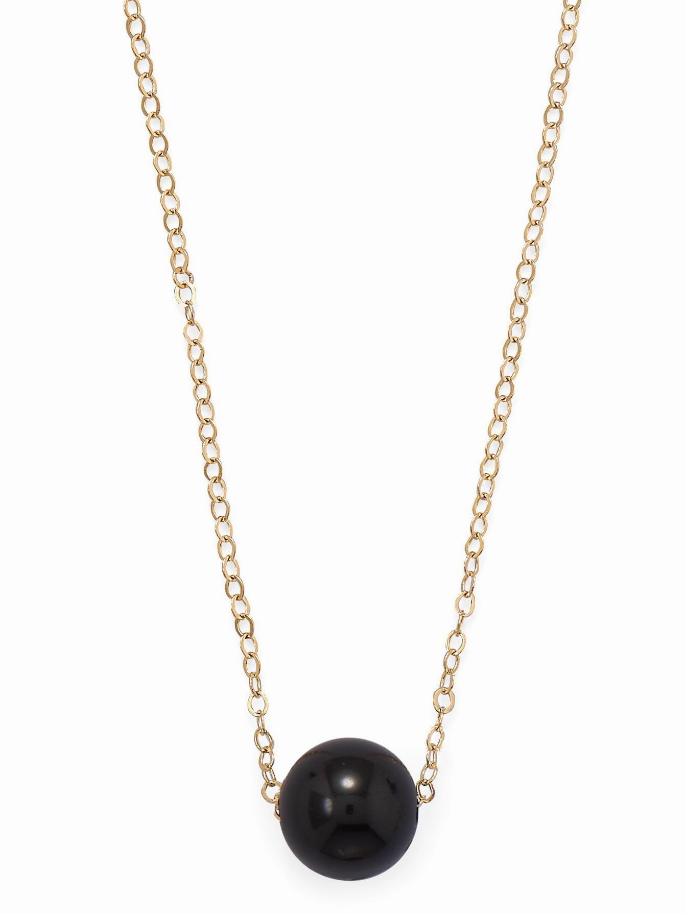Refined Charm Black Onyx Single Bead Floating Necklace 14k Gold-filled Chain
