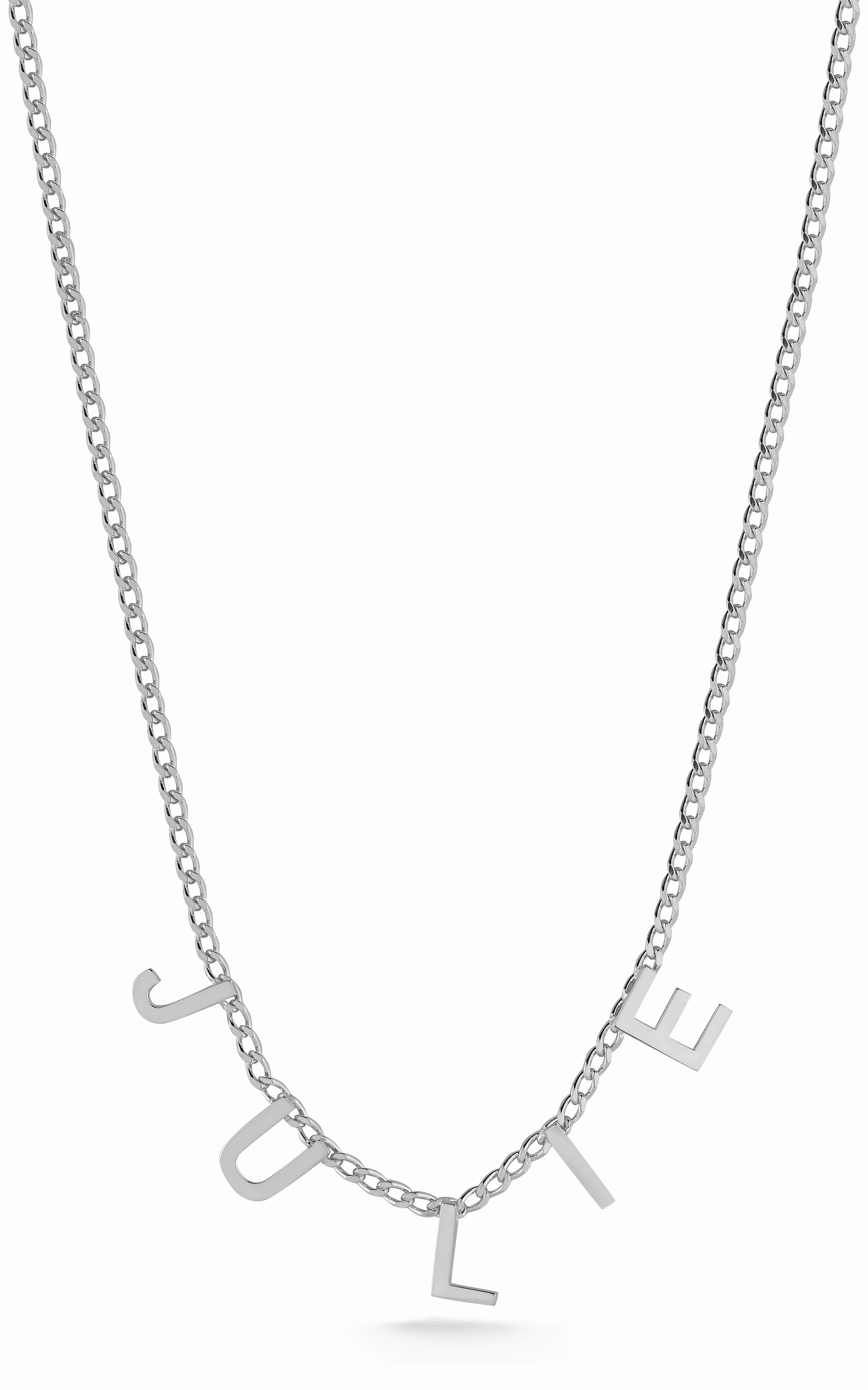 Minimal Present Luxury Ornament Block Name Necklace